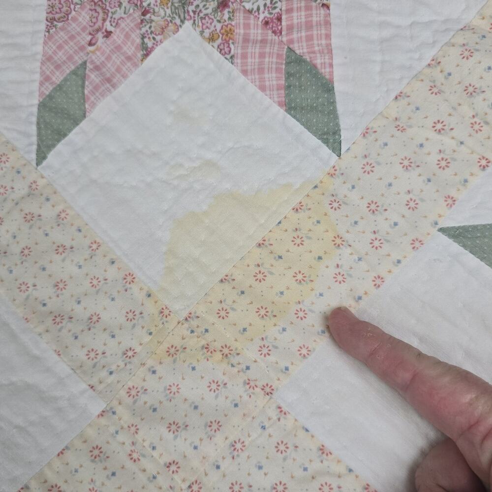 Vintage Lone Star Quilt Patchwork Coverlet 82x82" Cutter READ - Picture 10 of 12